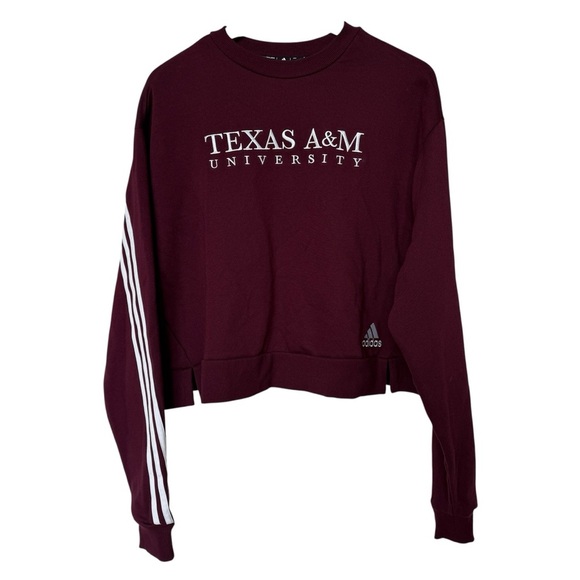 Adidas Texas A&M Women's Cropped Crew Sweater Maroon XL Long Sleeve Casual Comfy - Picture 1 of 7